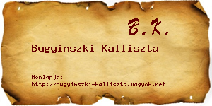 Bugyinszki Kalliszta névjegykártya